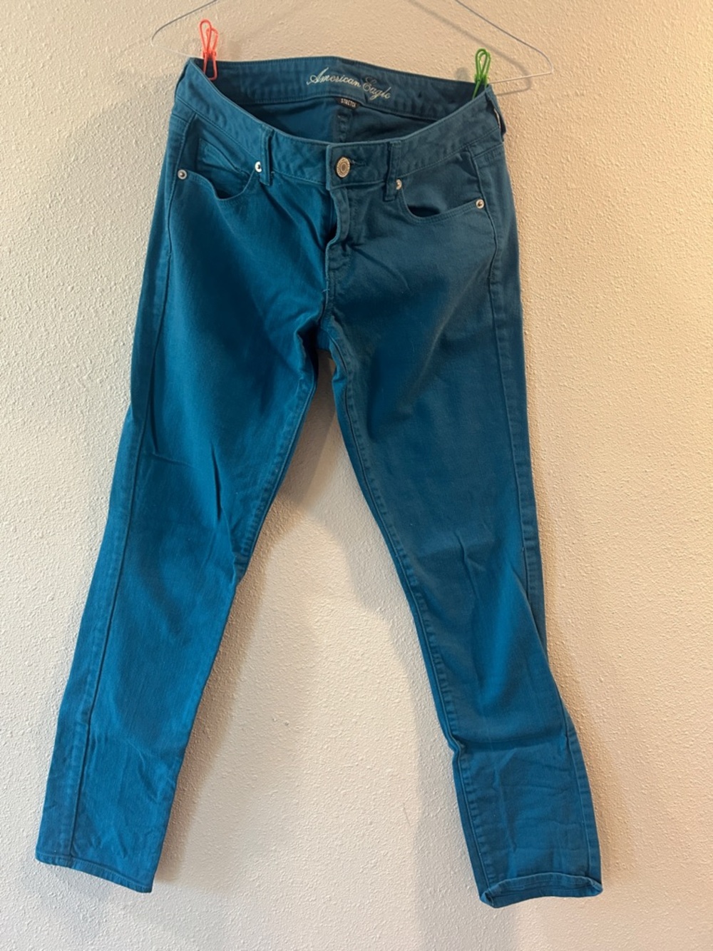 American Eagle Outfitters Teal Skinny Jeans Women’s USED (wider skinny leg)